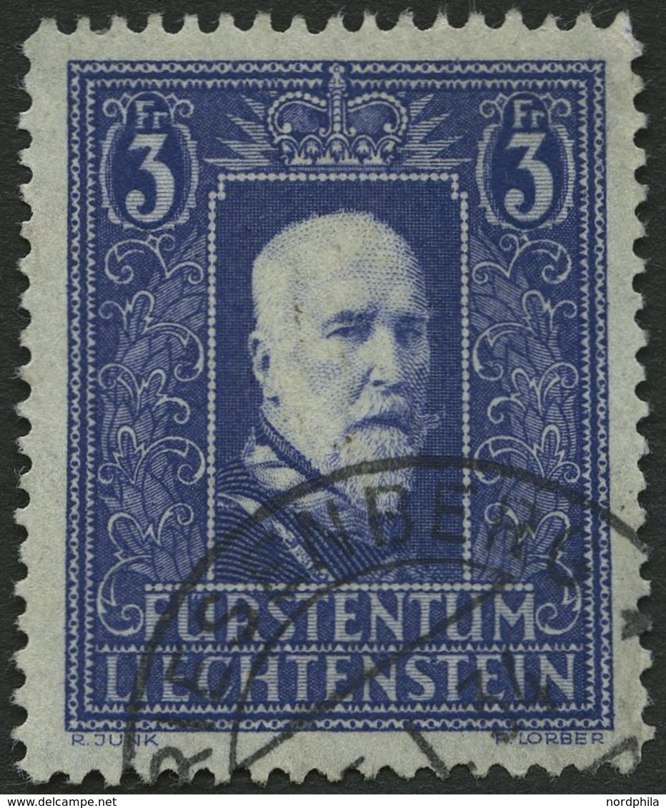 LIECHTENSTEIN 141I O, 1933, 3 Fr. Fürst Franz I, Pracht, Gepr. Liniger, Mi. 280.- - Sonstige & Ohne Zuordnung