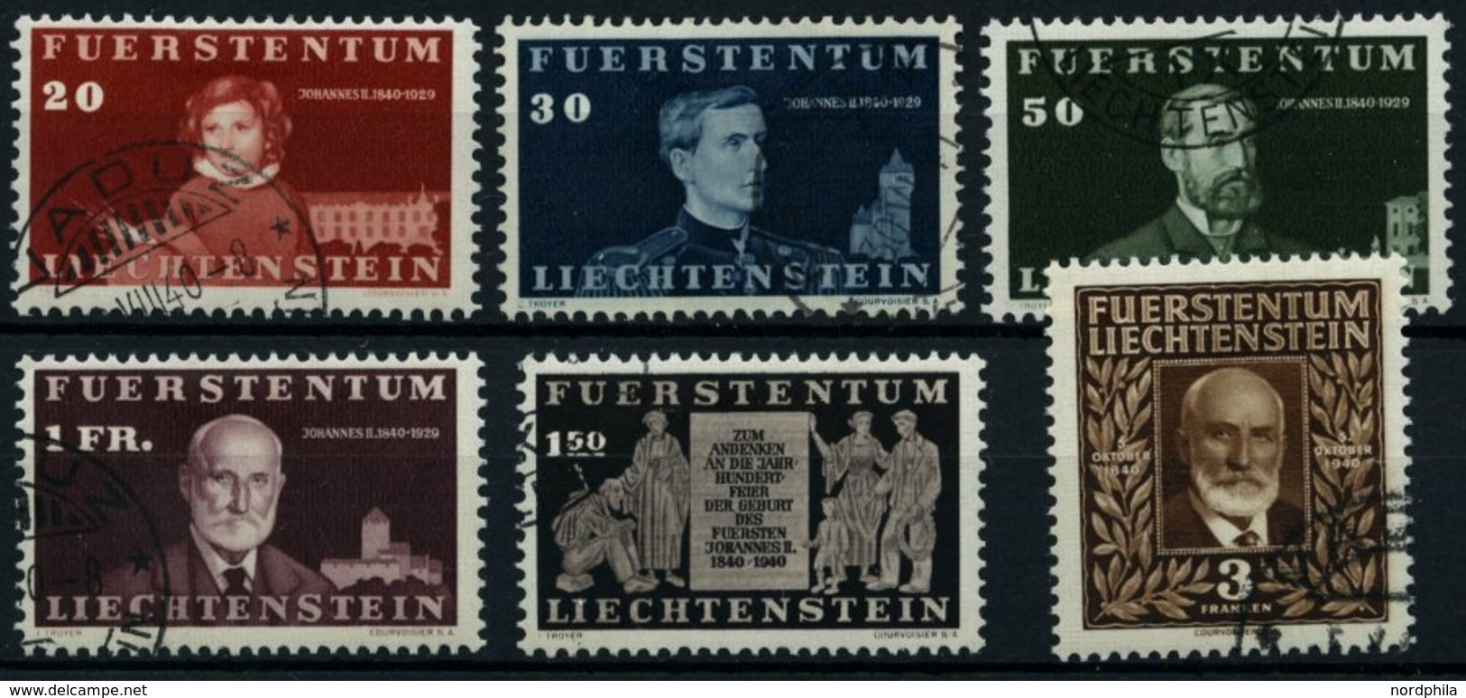 LIECHTENSTEIN 186-91 O, 1940, 100. Geburtstag, Prachtsatz, Mi. 220.- - Sonstige & Ohne Zuordnung