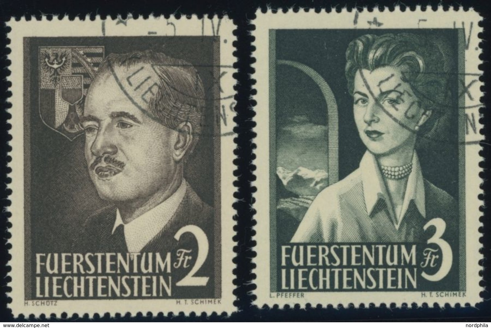 LIECHTENSTEIN 332/3 O, 1955, Fürstenpaar, Pracht, Mi. 130.- - Otros & Sin Clasificación