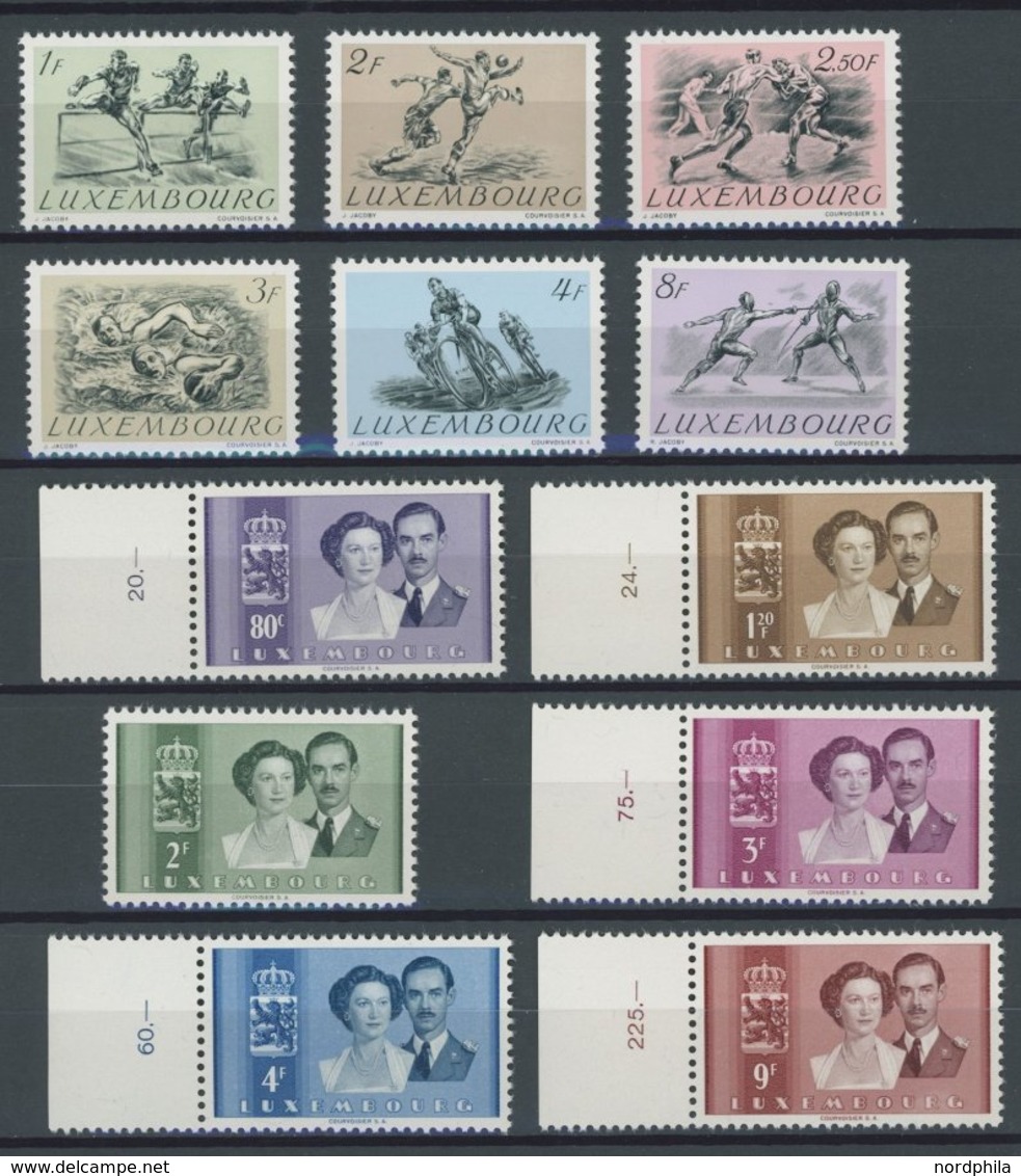 LUXEMBURG 495-500,505-10 **, 1952, Olympische Sommerspiele Und Hochzeit Des Erbprinzen, 2 Postfrische Prachtsätze, Mi. 7 - Officials