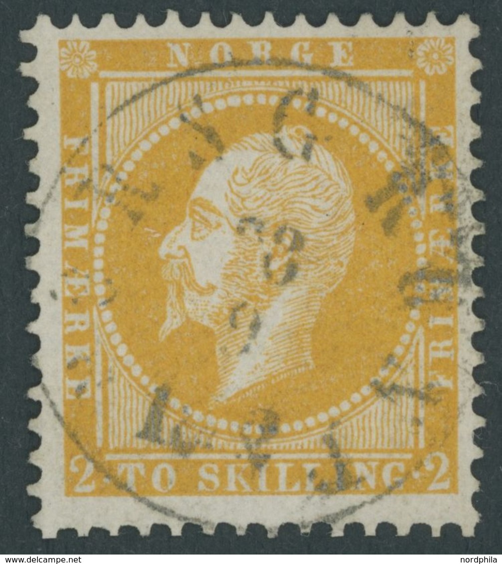 NORWEGEN 2 O, 1857, 2 Sk. Orangegelb, Zentrischer K1 PORSGRUND, Kabinett, Signiert - Sonstige & Ohne Zuordnung