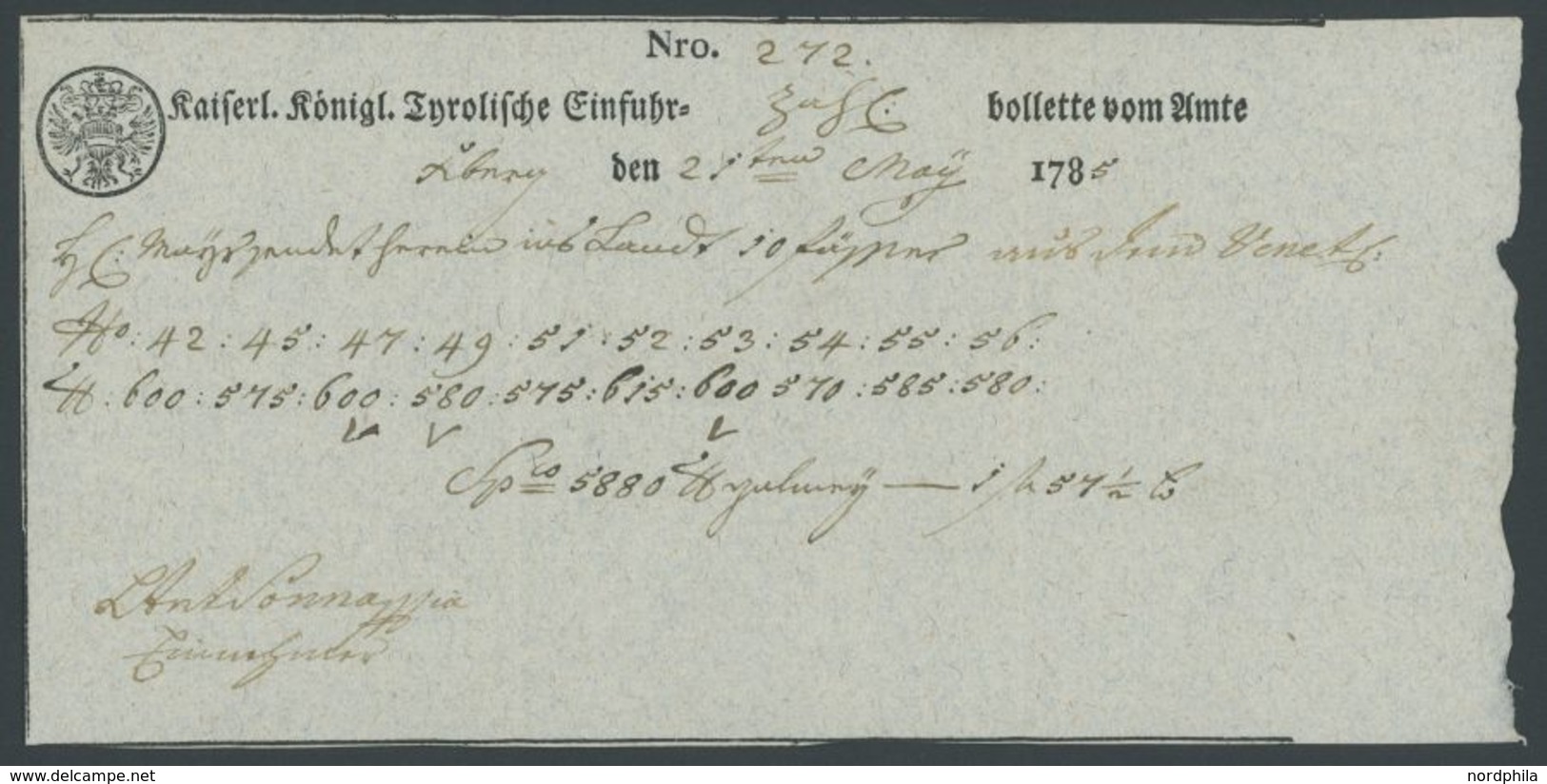 VORPHILATELIE 1785, Fuhrmannsbrief Aus Hainzenberg, Pracht - ...-1850 Prefilatelía