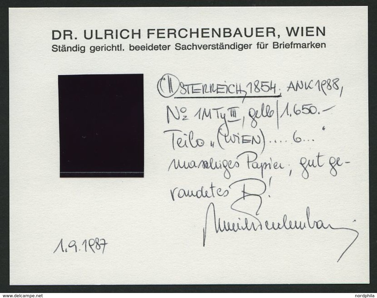 ÖSTERREICH 1Ya O, 1854, 1 Kr. Gelb, Maschinenpapier, Type III, Maschiges Papier, Pracht, Befund Dr. Ferchenbauer - Used Stamps
