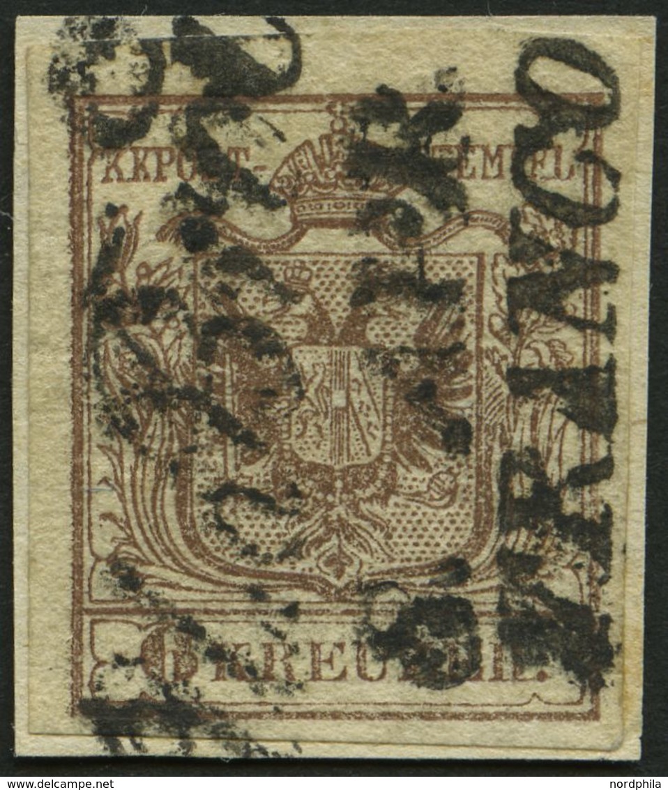 ÖSTERREICH 4X BrfStk, 1850, 6 Kr. Braun, Type Ib, Auf Knappem Briefstück, L1 U.BROD Und L2 FRANCO, Pracht, Gepr. Grobe - Used Stamps