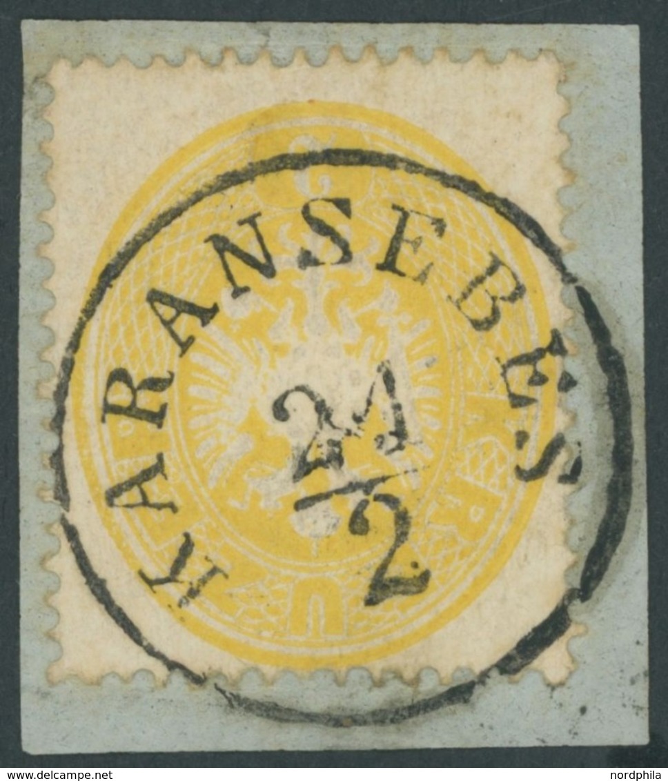 ÖSTERREICH BIS 1867 24 BrfStk, 1863, 2 Kr. Gelb, K1 KARANSEBES, Prachtbriefstück - Usados