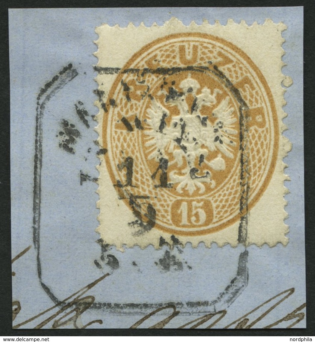 ÖSTERREICH 28 BrfStk, 1863, 15 Kr. Braun Mit Rahmenstempel MARIAHILF IN WIEN, Prachtbriefstück - Usados