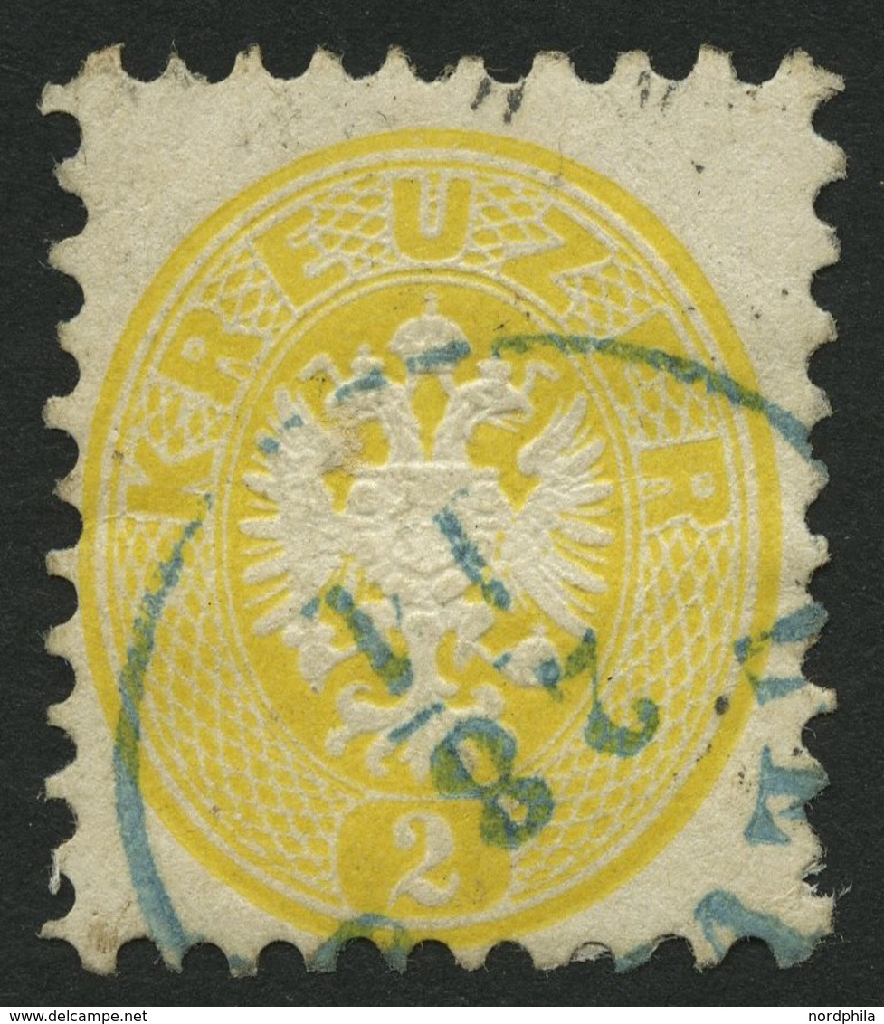 ÖSTERREICH 30 O, 1863, 2 Kr. Gelb Mit Blauem K1, Pracht - Usados