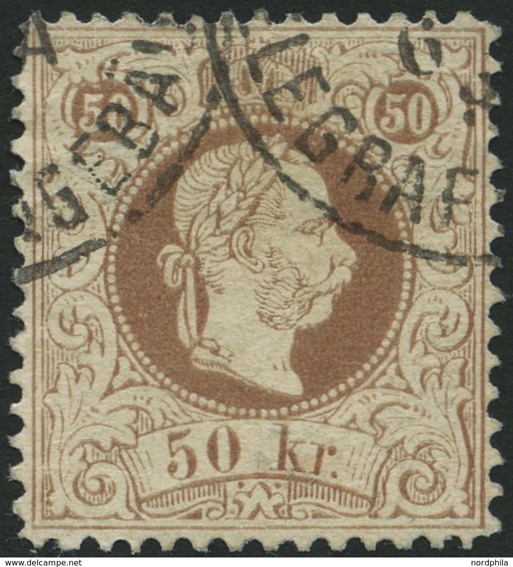 ÖSTERREICH 41II O, 1867, 50 Kr. Braun, Feiner Druck, Pracht, Mi. 200.- - Usados