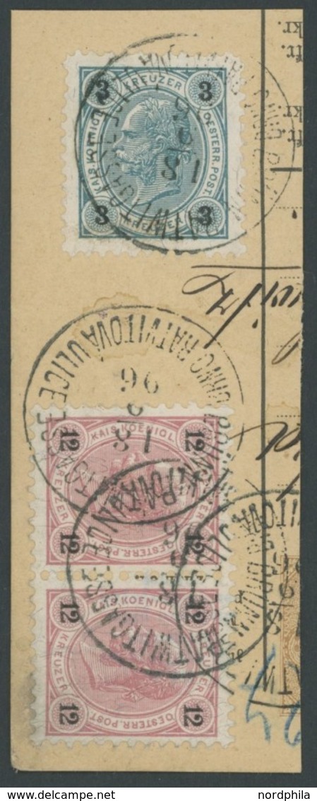 ÖSTERREICH 1867-1918 52,55 Paar BrfStk, 1890, 3 Kr. Dunkelgrünblau/schwarz Und 12 Kr. Helllilakarmin/schwarz (waagerecht - Used Stamps
