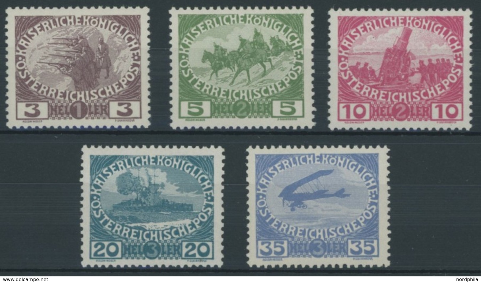 ÖSTERREICH 1867-1918 180-84 **, 1915, Kriegswitwen- Und -waisenhilfe, Postfrischer Prachtsatz, Mi. 60.- - Gebraucht