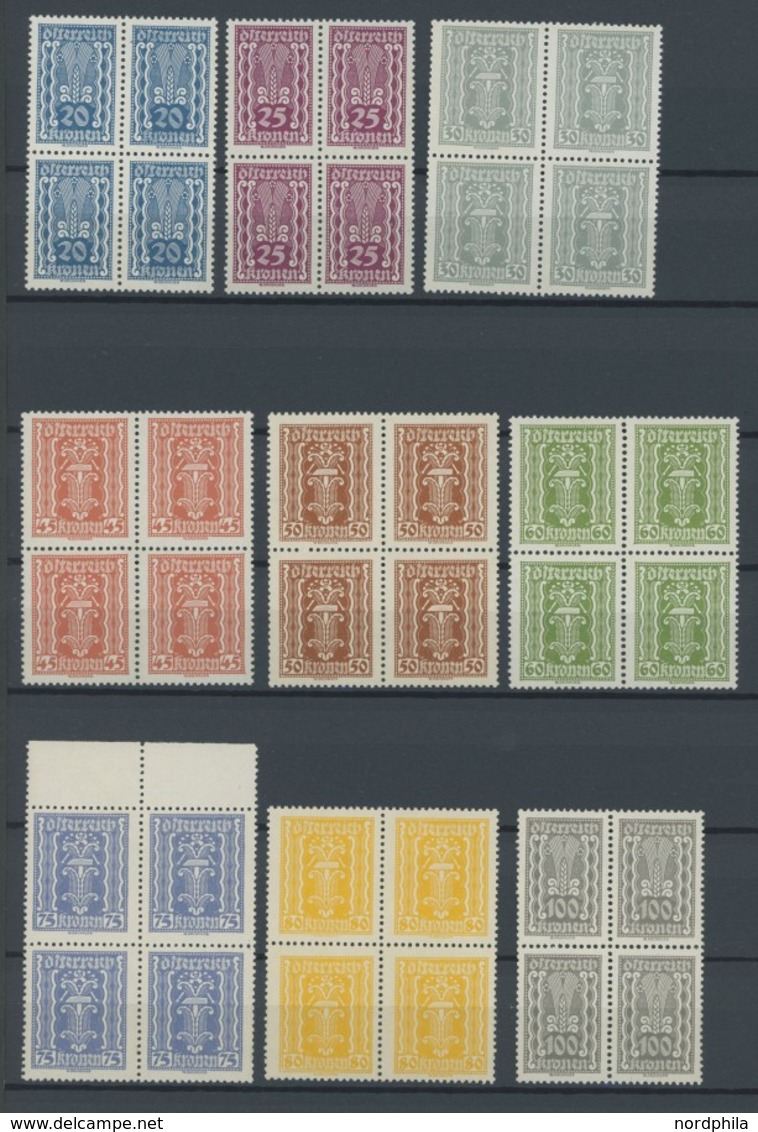 ÖSTERREICH 1918-1938 360-97 VB **, 1922/4, Freimarken In Postfrischen Viererblocks (4 Kr. Nur 2 Paare), Bei 4000 Kr. Die - Other & Unclassified