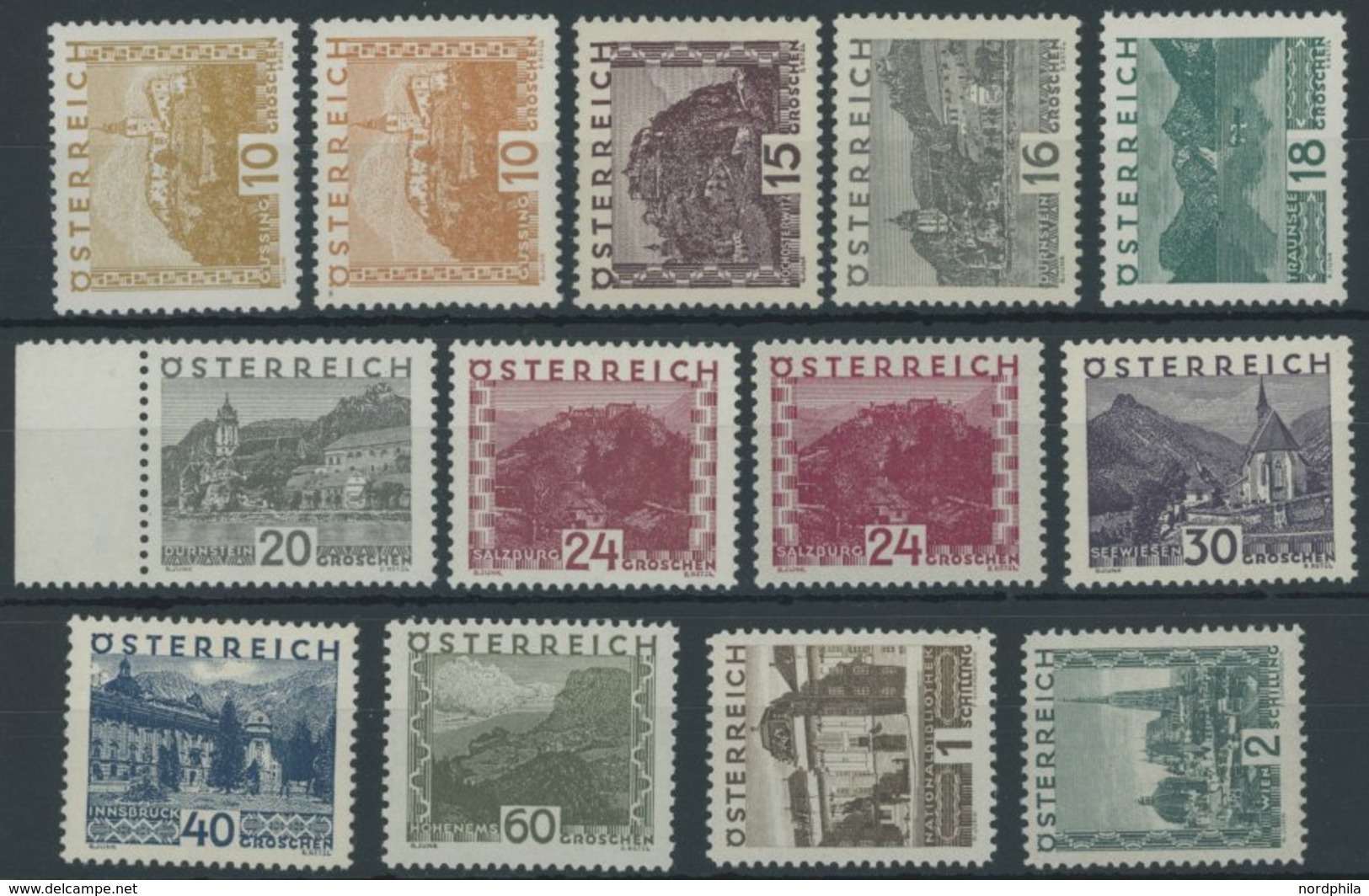 ÖSTERREICH 1918-1938 498-507,09-11 **, 1929, Landschaften, Ohne 50 G., 13 Postfrische Prachtwerte, Mi. 820.- - Otros & Sin Clasificación