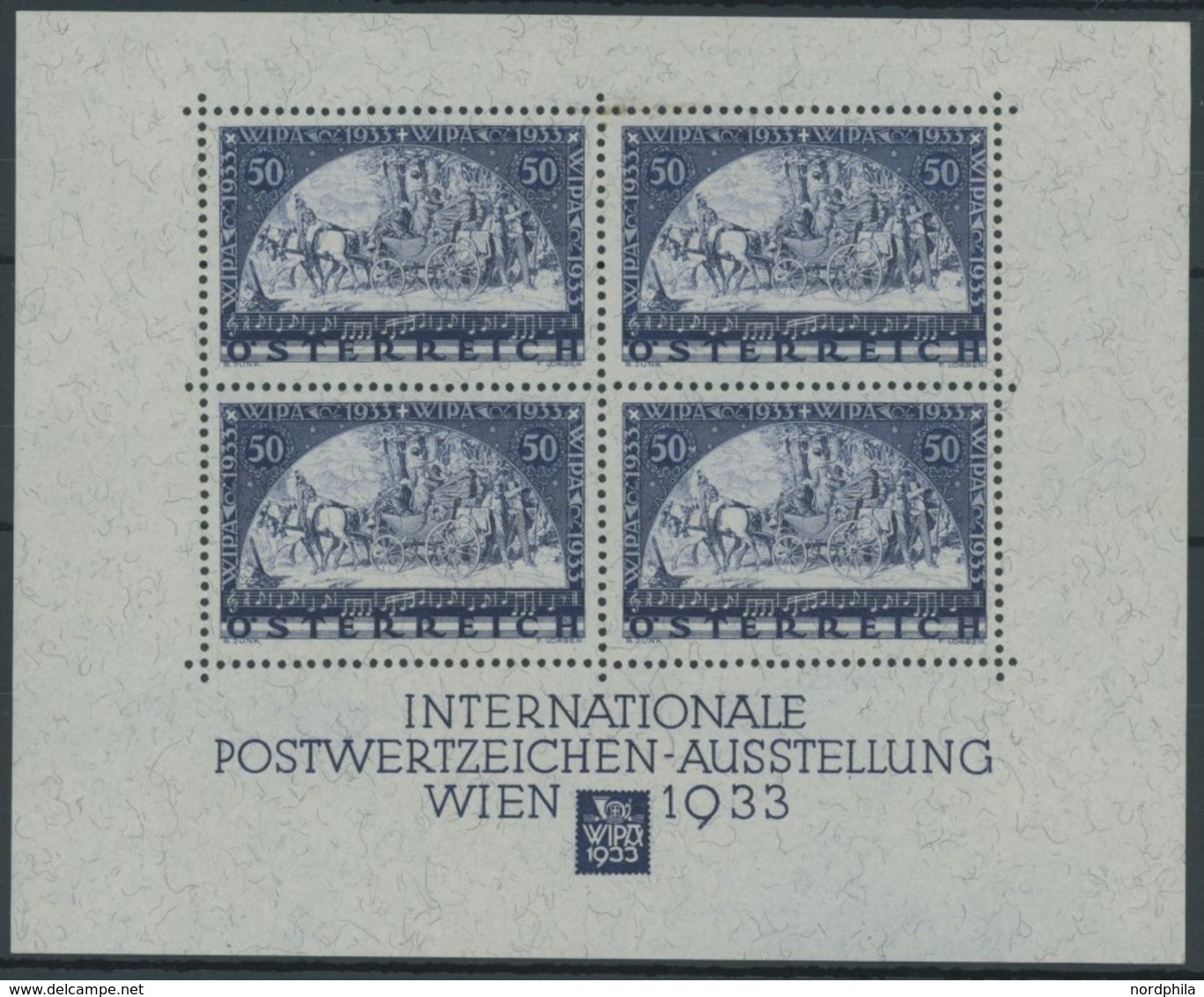 ÖSTERREICH 1918-1938 Bl. 1 **, 1933, Block WIPA, Postfrisch Mit Den üblichen Kleinen Klebespuren Im Rand, Pracht, Mi. 36 - Otros & Sin Clasificación