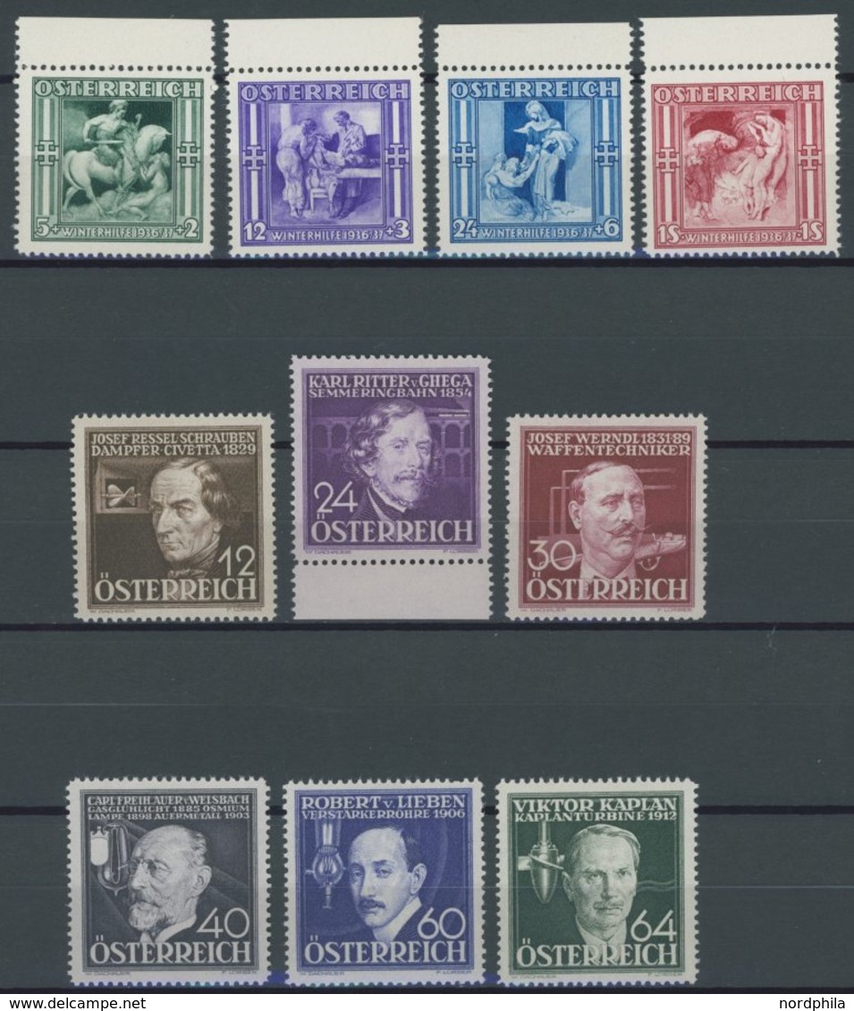 ÖSTERREICH 1918-1938 628-37 **, 1936, Winterhilfe III Und Erfinder, 2 Postfrische Prachtsätze, Mi. 78.- - Otros & Sin Clasificación