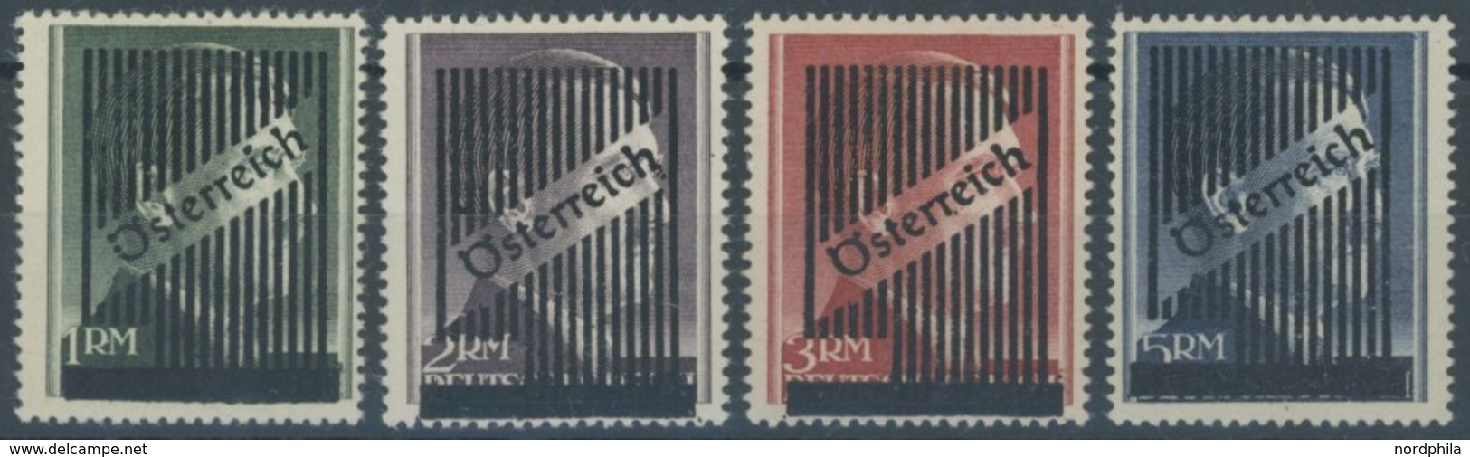 ÖSTERREICH 1945-1949 Va-d **, 1945, Nicht Ausgegeben: 1 - 5 RM Gitteraufdruck, Postfrischer Prachtsatz, Mi. 240.- - Otros & Sin Clasificación