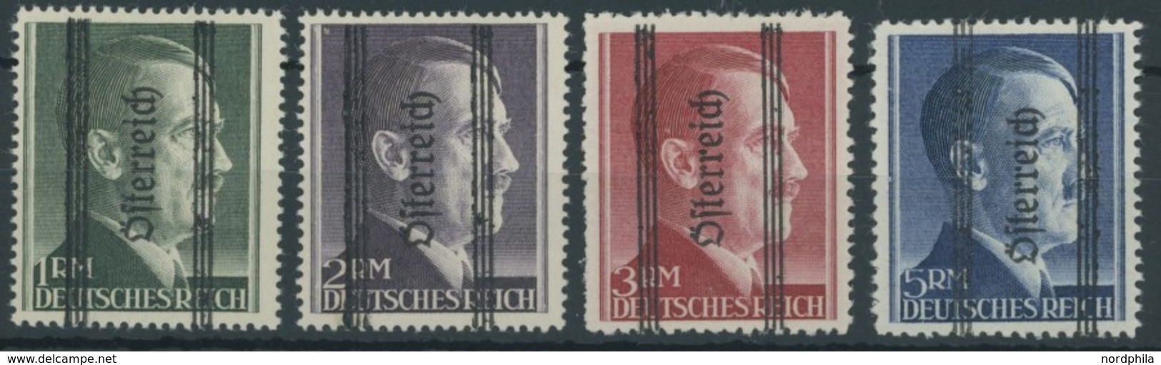 ÖSTERREICH 1945-1949 693-96II *, 1945, 1 - 5 RM Grazer Aufdruck, Type II, Falzrest, Prachtsatz - Other & Unclassified