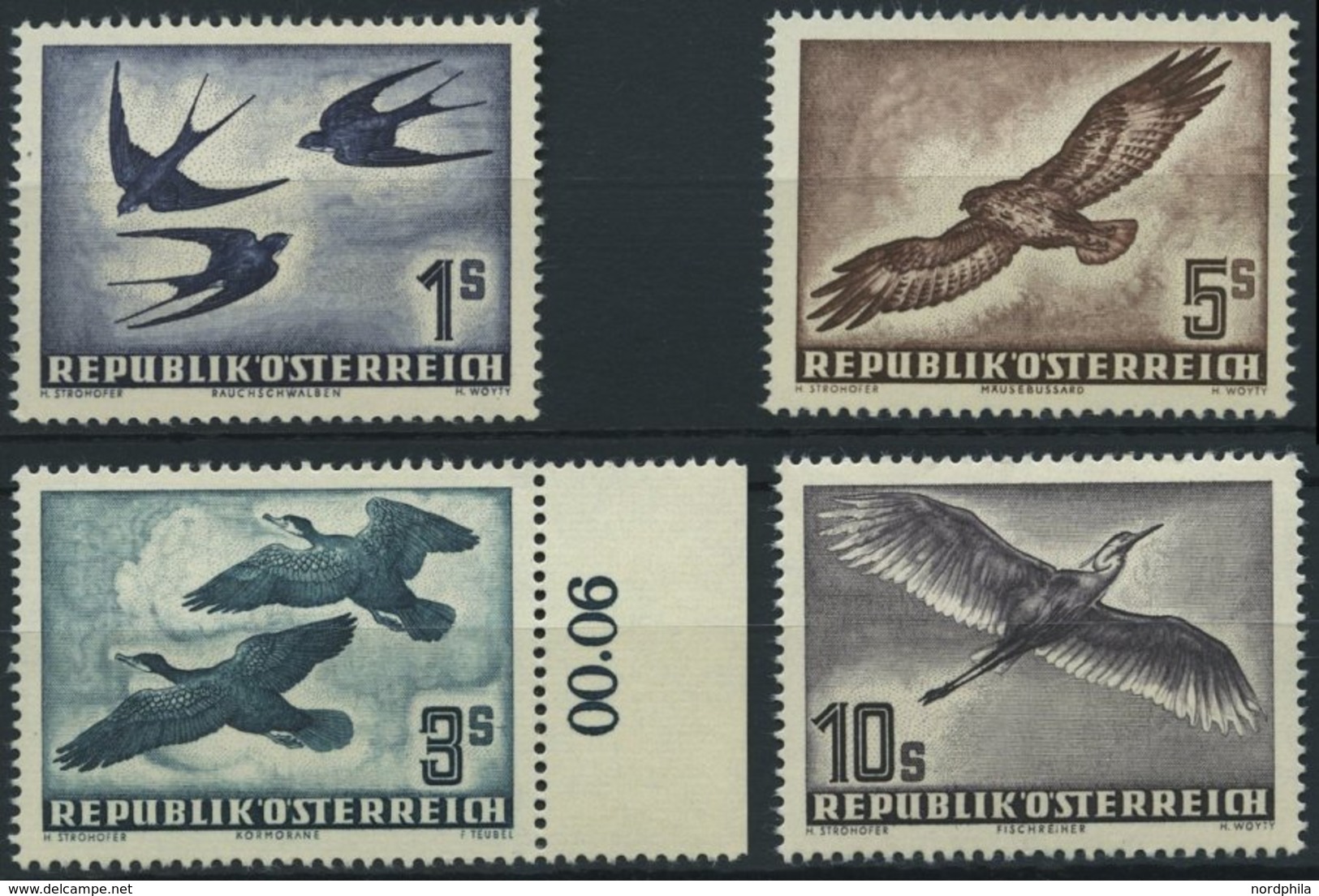 ÖSTERREICH 984-87 **, 1953, Vögel, Prachtsatz, Mi. 350.- - Gebraucht