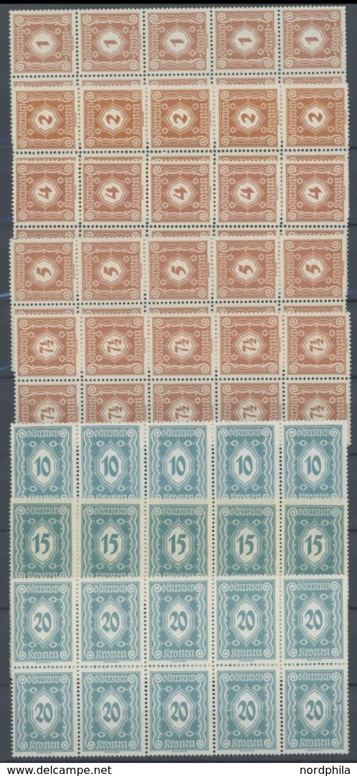 PORTOMARKEN P 103-17 **, 1922, Neue Ziffernzeichnung, 10 Postfrische Sätze In Bogenteilen, Fast Nur Prachterhaltung, Mi. - Impuestos