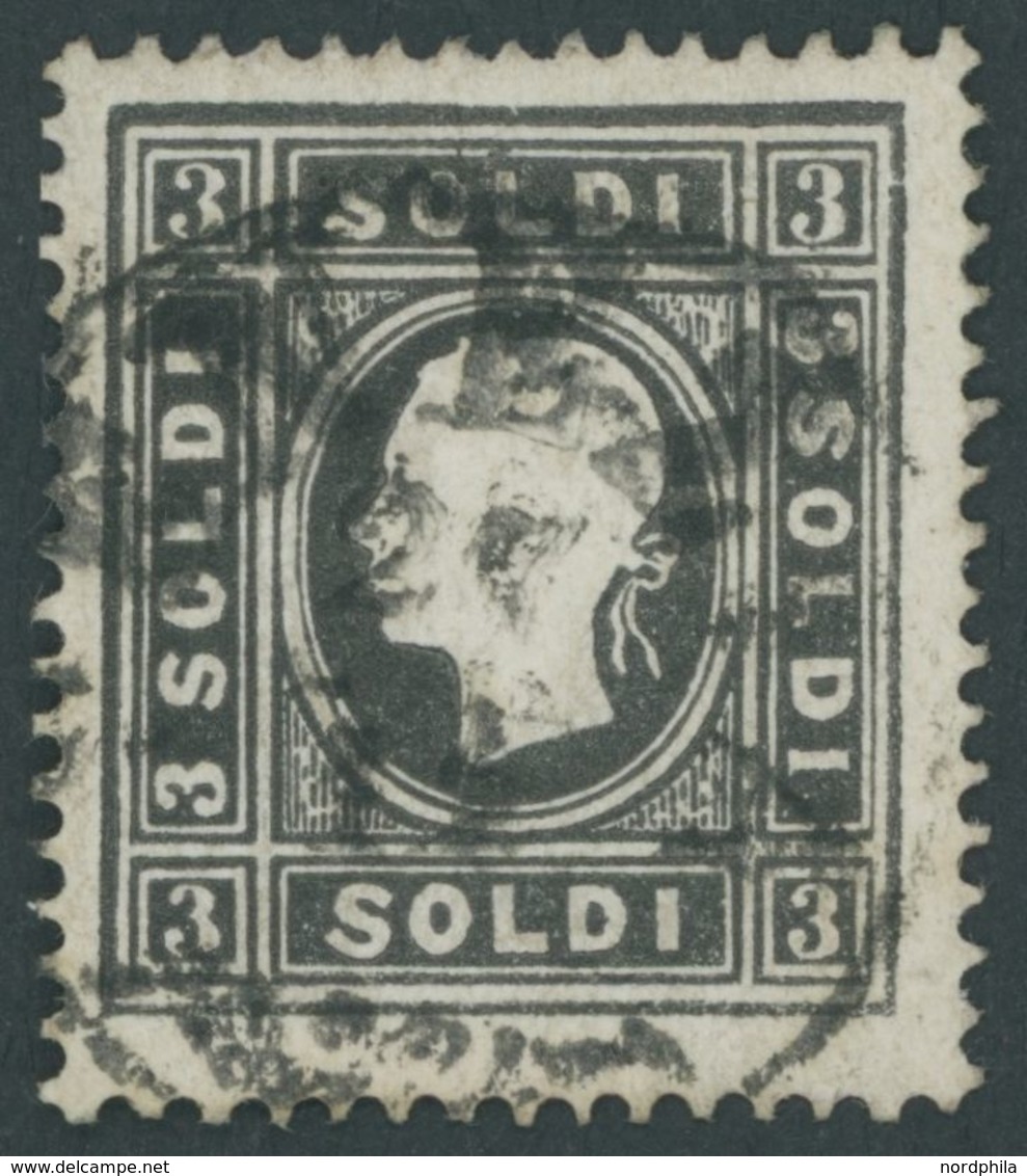 LOMBARDEI UND VENETIEN 7Ia O, 1858, 3 So. Schwarz, Type I, K1 VENEZIA, Pracht, Mi. 270.- - Lombardo-Vénétie