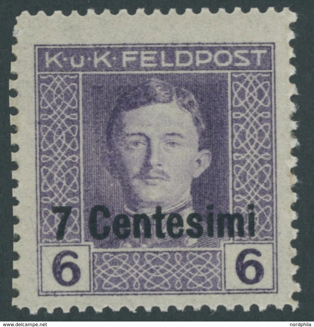 FELDPOST ITALIEN 5D **, 1918, 7 C. Auf 6 H. Violett, Gezähnt L 121/2:111/2, Postfrisch, Pracht, Mi. 60.- - Other & Unclassified