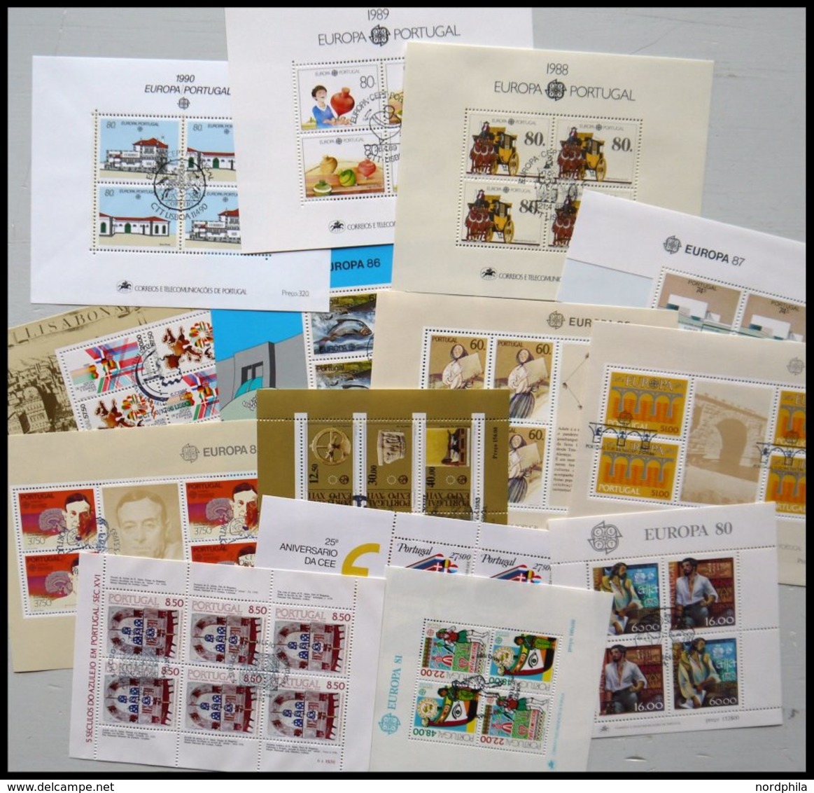 PORTUGAL Aus Bl. 29-71 O, 1980-90, 14 Verschiedene Blocks Mit Ersttags-Sonderstempeln, Pracht, Mi. 123.- - Used Stamps