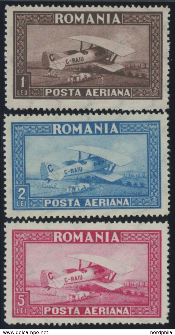 RUMÄNIEN 336-38X,Y **, 1928, Flugpost, Beide Wz., 2 Postfrische Prachtsätze, Mi. 70.- - Otros & Sin Clasificación