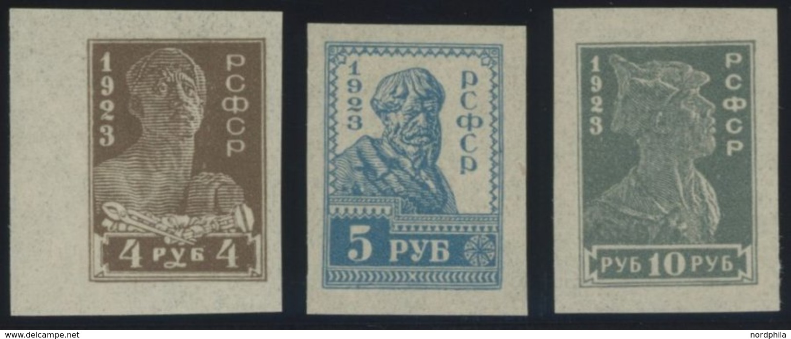 RUSSLAND 216-18B **, 1923, 4 - 10 R. Kräfte Der Revolution, Ungezähnt, 3 Postfrische Prachtwerte, Mi. 84.- - Otros & Sin Clasificación