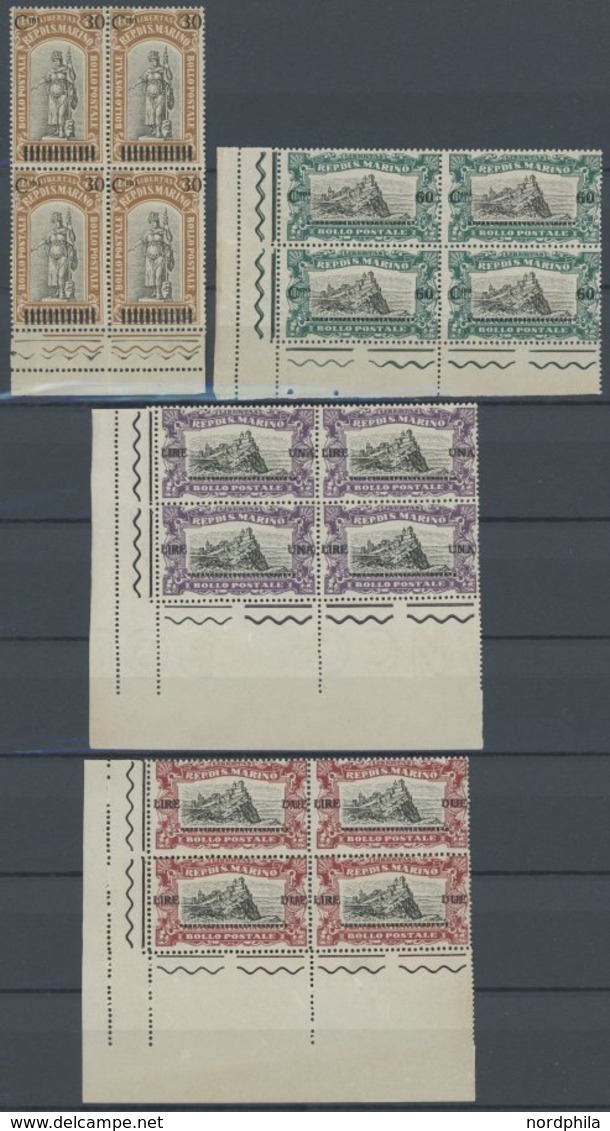 SAN MARINO 105-08 VB **, 1924, 30 C. Auf 45 C. - 2 L. Auf 3 L. Kriegsverletzte In Postfrischen Randviererblocks Meist Au - Other & Unclassified