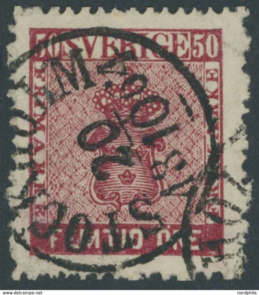 SCHWEDEN 12b O, 1863, 50 Ö. Dunkelkarmin, Rauhe Zähnung, Pracht, Mi 150.- - Used Stamps