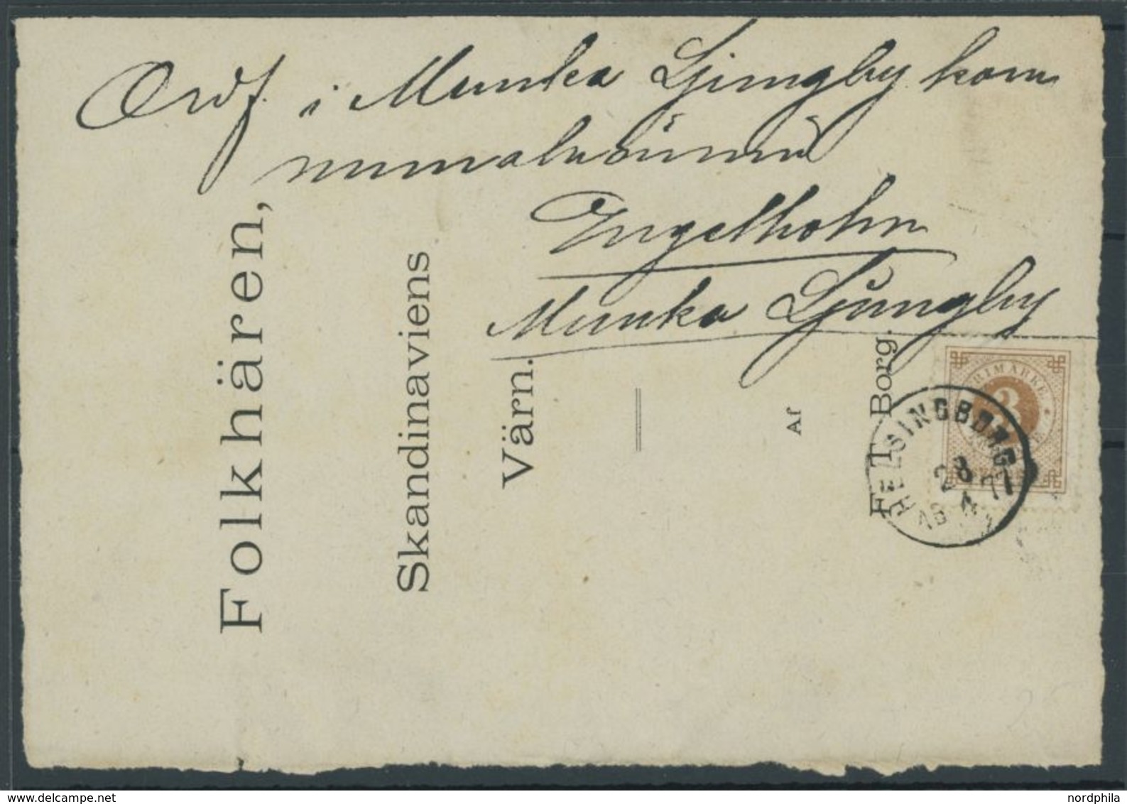 SCHWEDEN 17A BRIEF, 1877, 3 Ö. Hellbraun Auf Postalischem Beleg Aus HELSINGBORG, Feinst - Used Stamps