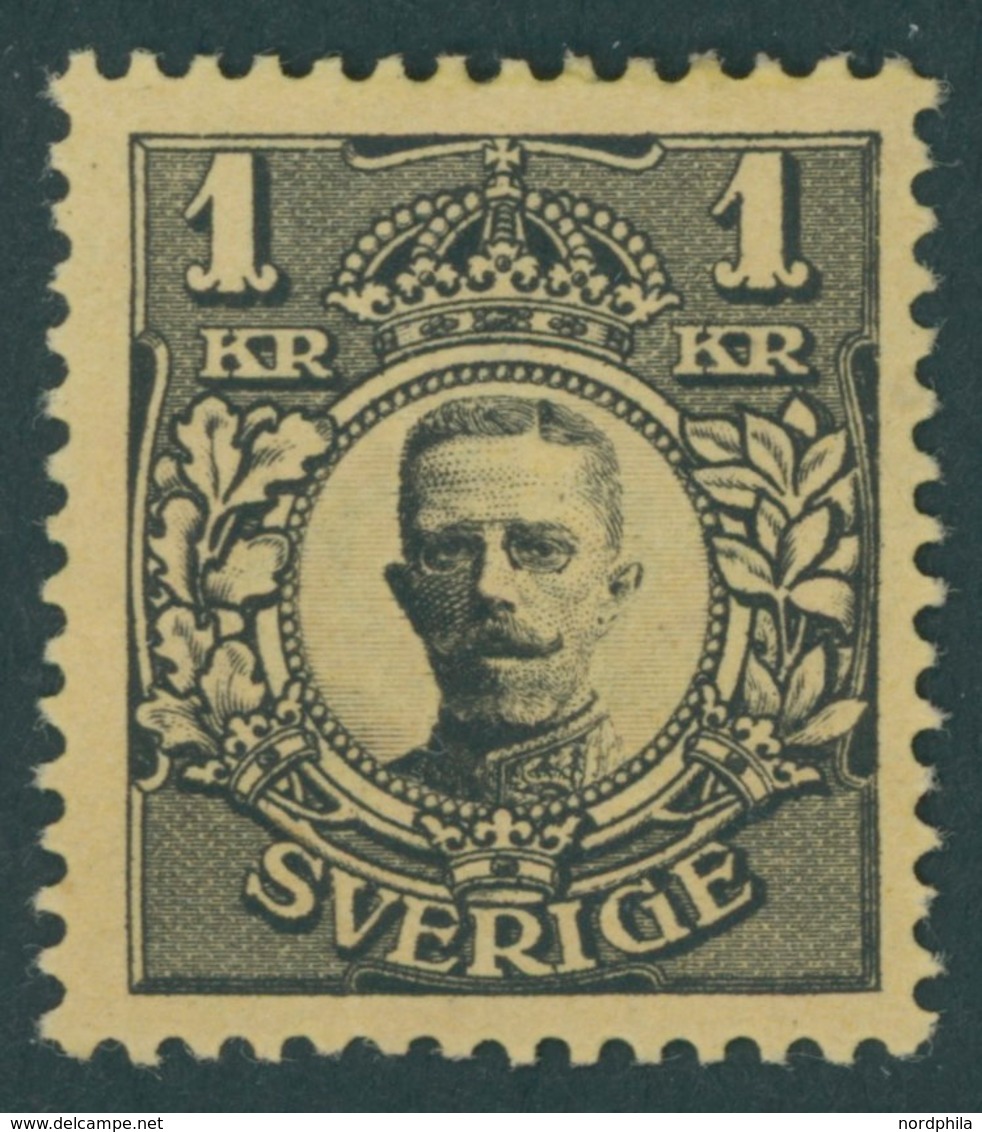 SCHWEDEN 62 *, 1911, 1 Kr. Schwarz Auf Gelb, Falzrest, Pracht, Mi. 75.- - Used Stamps