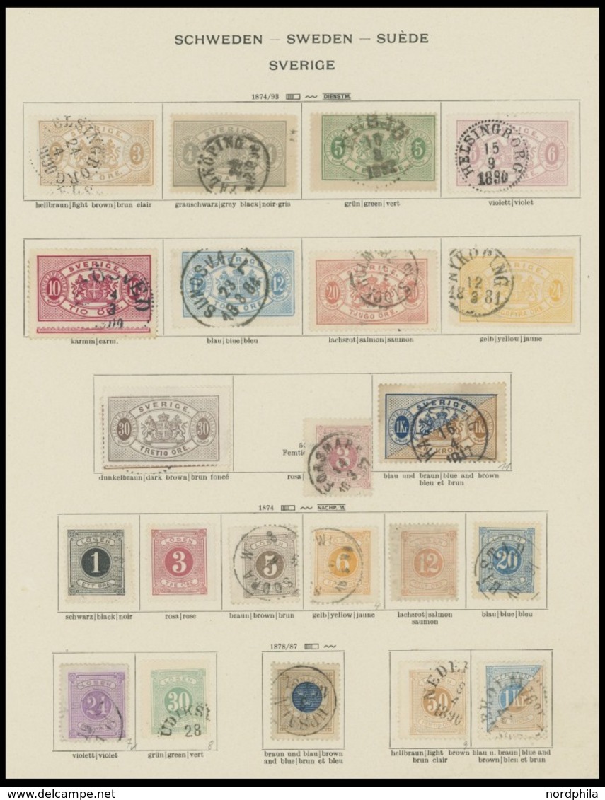 SAMMLUNGEN, LOTS O, 1855-1940, Alter Gestempelter Sammlungsteil Schweden Mit Einigen Besseren Werten, Etwas Unterschiedl - Collections