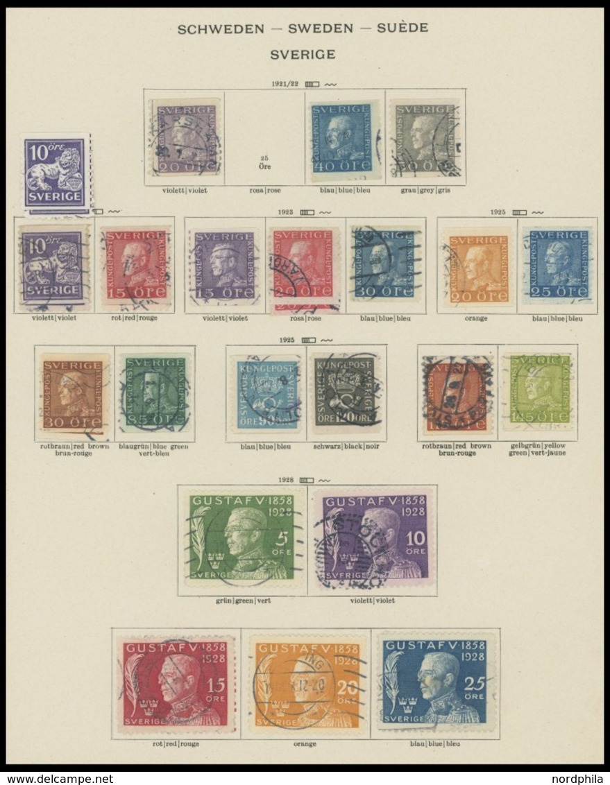 SAMMLUNGEN, LOTS O, 1855-1940, Alter Gestempelter Sammlungsteil Schweden Mit Einigen Besseren Werten, Etwas Unterschiedl - Collections