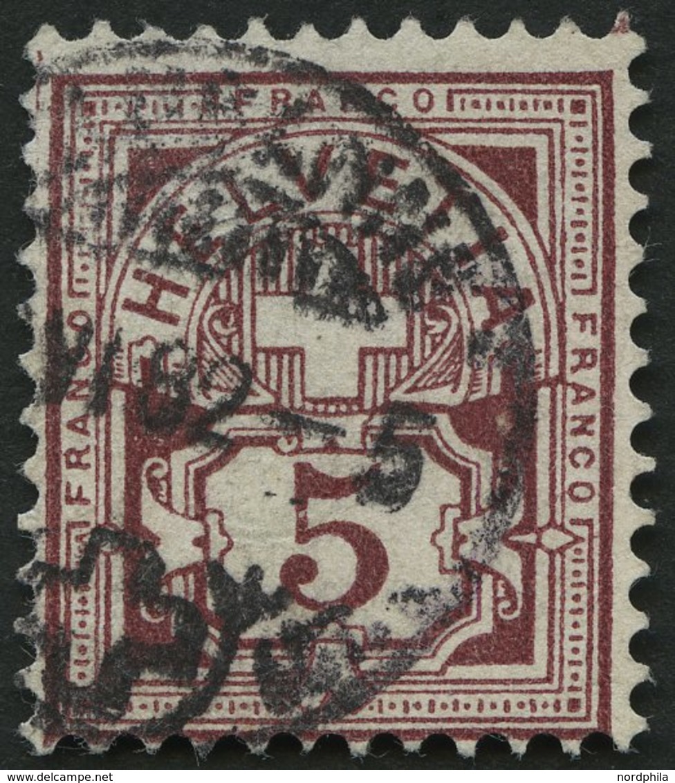 SCHWEIZ BUNDESPOST 46 O, 1882, 5 C. Lilabraun, Pracht, Mi. 120.- - Other & Unclassified