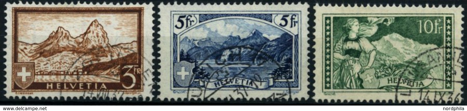 SCHWEIZ BUNDESPOST 226-28 O, 1928/31, Gebirgslandschaften, Prachtsatz, Mi. 70.- - Other & Unclassified