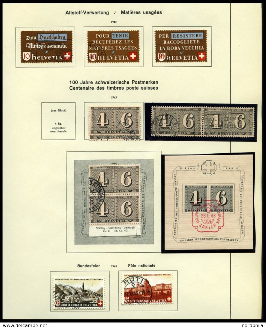 SAMMLUNGEN O, **, Meist Gestempelte Sammlung Schweiz Von 1850-1969 Mit Mittleren Ausgaben, Anfangs Schwach Vertreten, Fe - Lotes/Colecciones