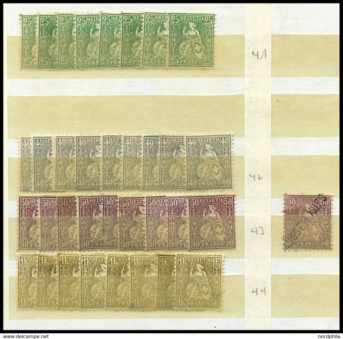 LOTS O,*,Brief , 1862-81, Dublettenpartie Sitzende Helvetia, Insgesamt 230 Werte Und 4 Briefe, Etwas Unterschiedliche Er - Collections