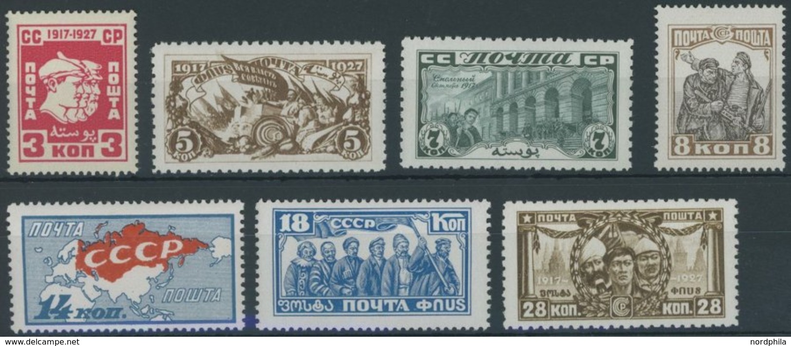 SOWJETUNION 328-34 *, 1927, Oktoberrevolution, Falzrest, Prachtsatz - Sonstige & Ohne Zuordnung