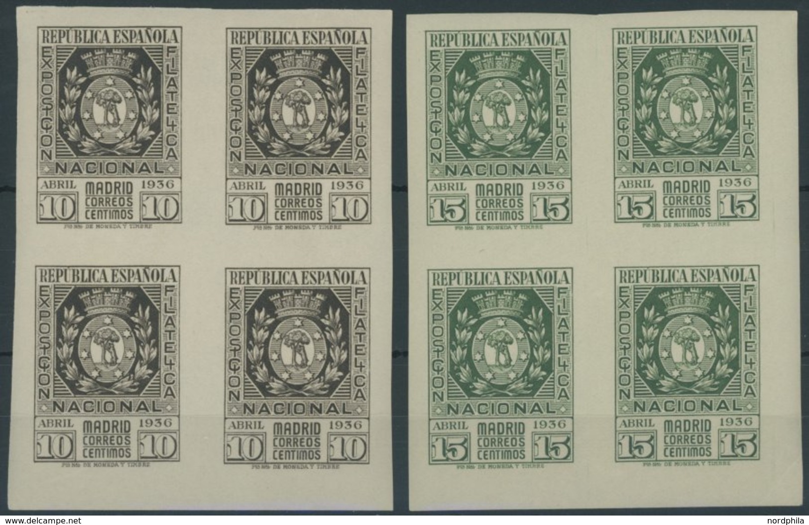 SPANIEN 679/80 VB **, 1936, Nationale Philatelistische Ausstellung In Viererblocks, Pracht, Mi. 560.- - Used Stamps