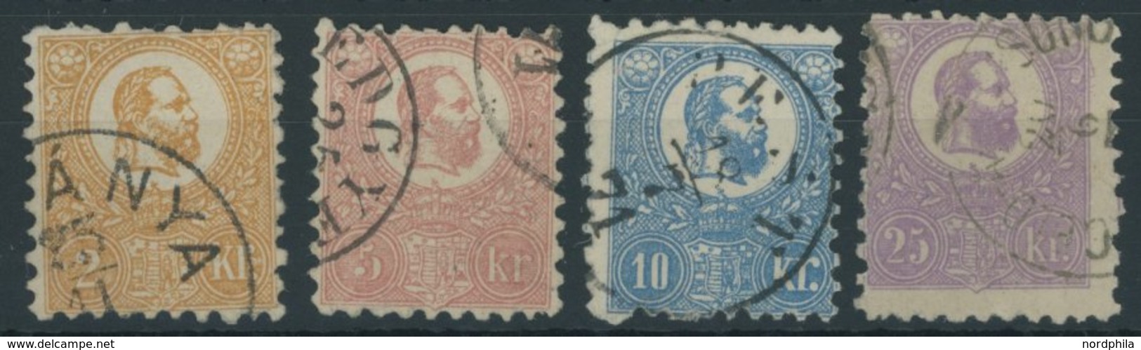 UNGARN 1,3,4,6a O, 1871, 2, 5, 10 Und 25 K. Violett Steindrucke, 4 Werte Etwas Unterschiedlich, Mi. 850.- - Otros & Sin Clasificación