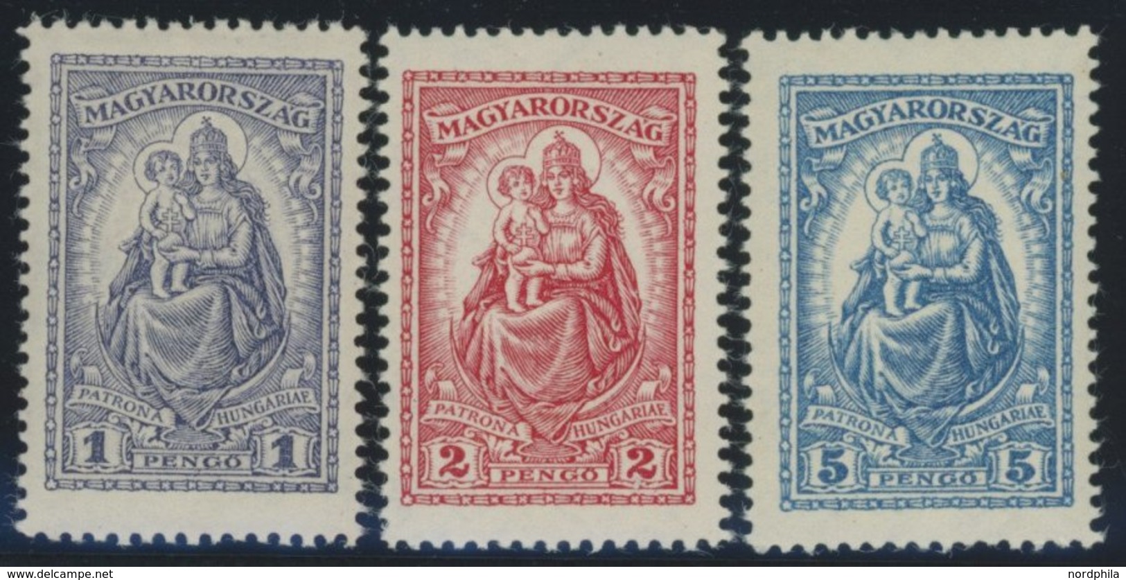 UNGARN 427-29 *, 1926, Patrona Hungariae, Falzrest, Prachtsatz - Other & Unclassified
