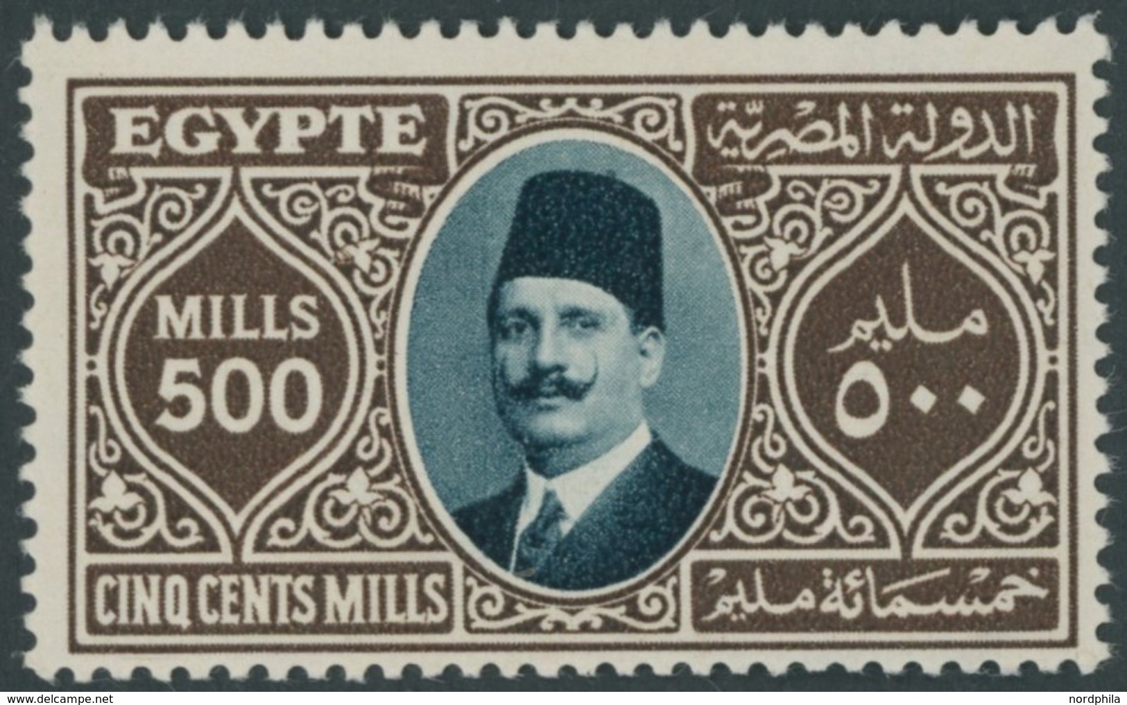 ÄGYPTEN 136 *, 1927, 500 M. Braun/grünlichblau, Falzrest, Pracht, Mi. 80.- - Other & Unclassified