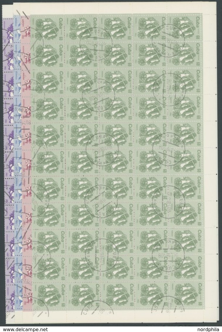 CUBA 2810-13 O, 1983, Blüten Im Bogensatz (100) Mit Zentrischen Stempeln, 1x Gefaltet, Pracht, Mi. 320.- - Usados