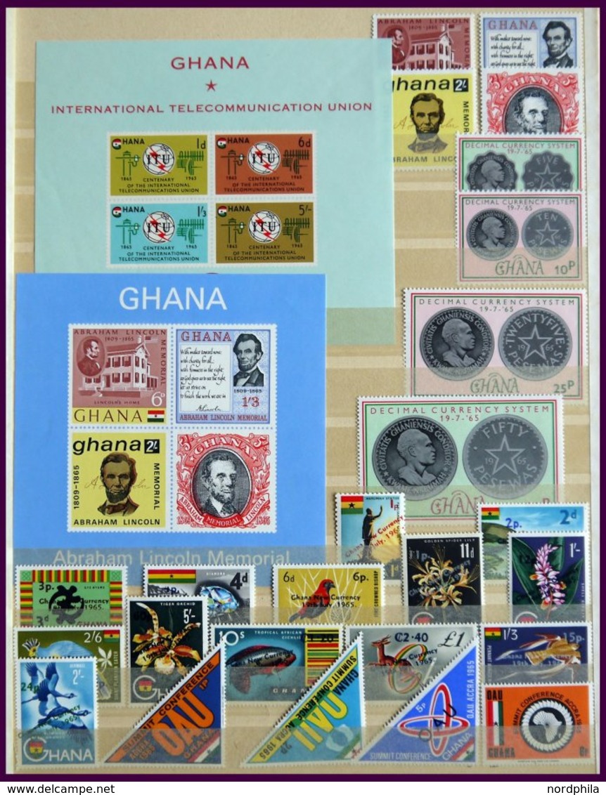 GHANA **, *, 1957-80, ungebrauchte, wohl fast komplette Sammlung im Einsteckbuch, mit vielen Blocks und Kleinbogen, Prac