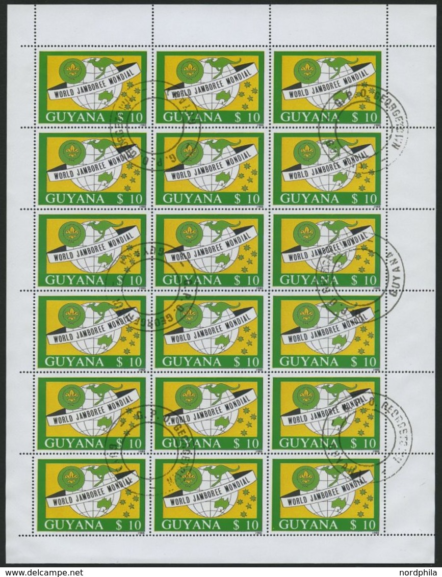 GUYANA 2490KB O, 1989, 10 $ Welt-Pfadfindertreffen Im Kleinbogen (18), Pracht, Mi. (270.-) - Guyana (1966-...)