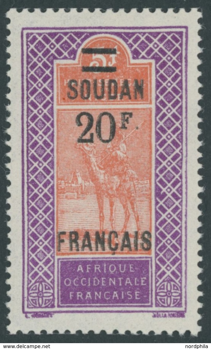 MALI 59 **, 1927, 20 Fr. Auf 5 Fr. Tuareg, Postfrisch, Pracht - Sonstige & Ohne Zuordnung