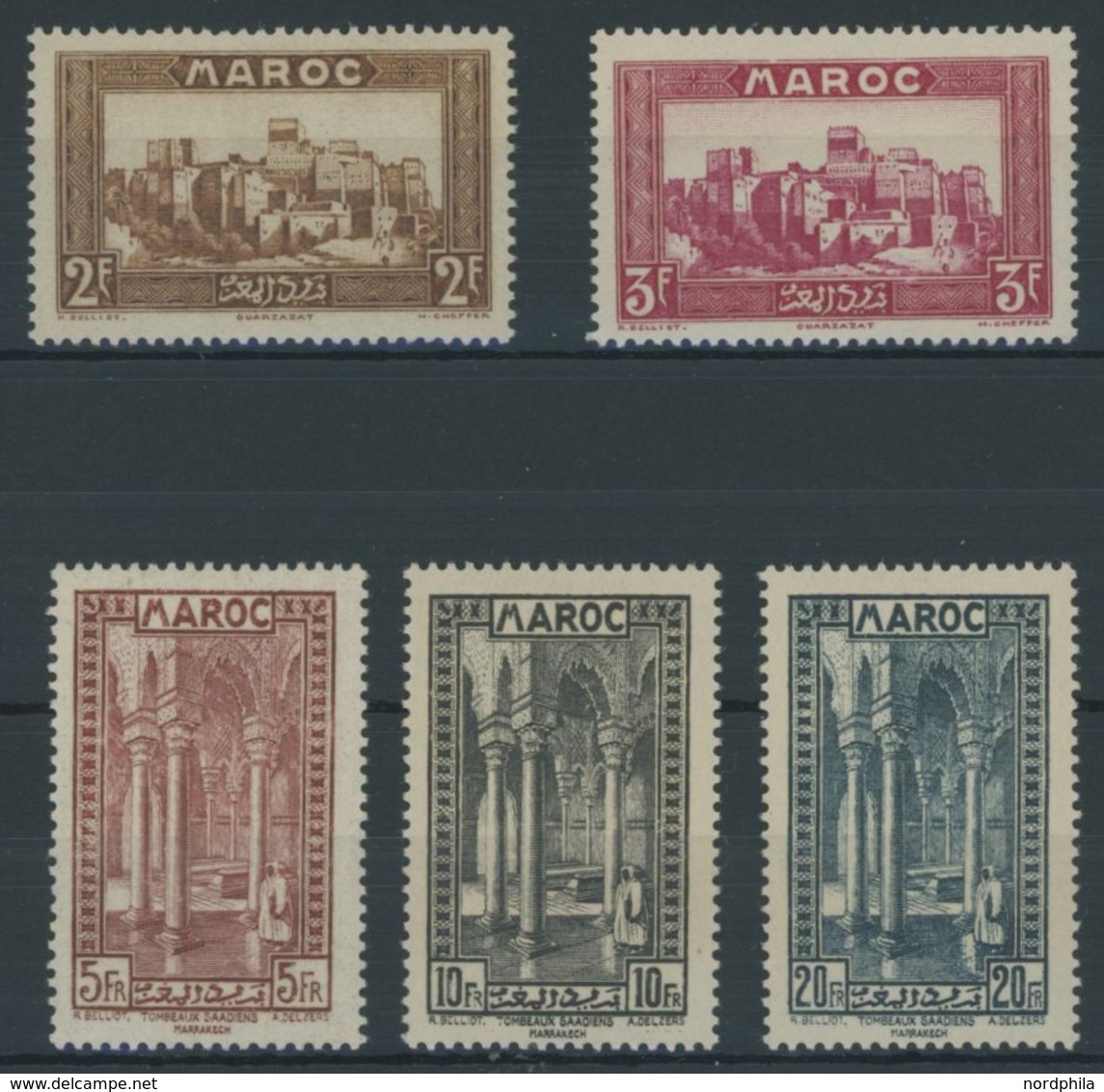 MAROKKO 112-16 *, 1933, 2 - 20 Fr. Landschaften Und Bauten, Falzrest, 5 Prachtwerte - Morocco (1956-...)