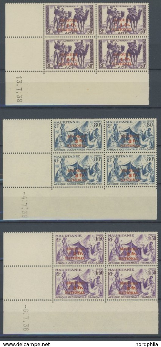 MAURETANIEN 130-33 VB **, 1941, Verteidigungsfonds In Eckrandviererblocks Mit Druckdatum, Postfrisch, Pracht - Unused Stamps