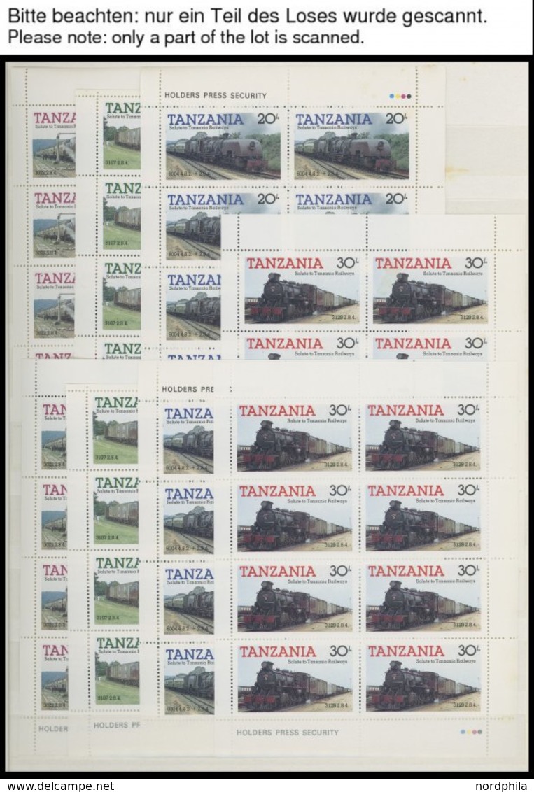 TANSANIA **, 1985-87, Postfrische Dublettenpartie Blocks Und Kleinbogen, Dazu Einige Bogen Und Bogenteile, Prachterhaltu - Tanzania (1964-...)