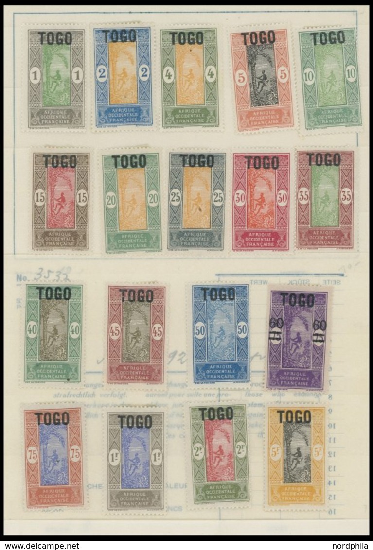 TOGO **,* , 1921-42, fast nur postfrische Partie mit einigen Blockstücken, fast nur Prachterhaltung